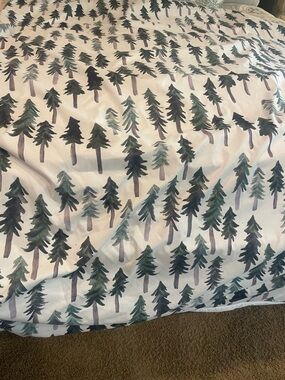 Society6 Evergreen Pine Forest Duvet Cover in Green and White
